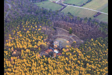Aerial view of Victory and Peace Monument in winter in Edenkoben in the state Rhineland-Palatinate, Germany