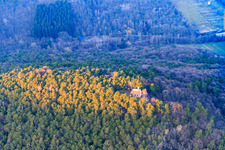 Aerial view of Chapel of the Protection of Mary on the Wetterkreuzberg in Maikammer in the state Rhineland-Palatinate, Germany