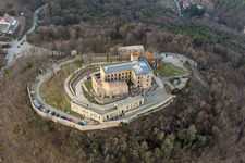 Oblique view of Oberhambach, Hambach Castle in the district Diedesfeld in Neustadt an der Weinstraße in the state Rhineland-Palatinate, Germany