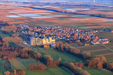 Aerial view of Village view from the west in Freimersheim in the state Rhineland-Palatinate, Germany