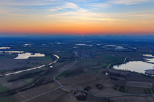 Sunset at Althrein from the east in Neupotz in the state Rhineland-Palatinate, Germany