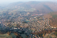 Niederbronn-les-Bains in the state Bas-Rhin, France viewn from the air