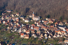 Aerial view of Ernolsheim-lès-Saverne in the state Bas-Rhin, France