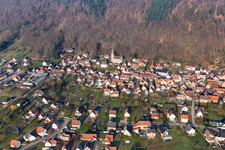 Village - view on the edge of agricultural fields and farmland in Ernolsheim-les-Saverne in Grand Est, France