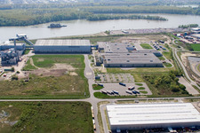 Oberwald industrial area: Palm paper mill in Wörth am Rhein in the state Rhineland-Palatinate, Germany viewn from the air