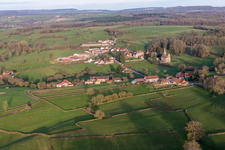 Aerial photograpy of Château de Morlet in Burgundy in Morlet in the state Saone et Loire, France