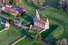 Oblique view of Château de Morlet in Burgundy in Morlet in the state Saone et Loire, France