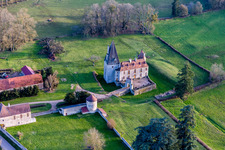 Château de Morlet in Burgundy in Morlet in the state Saone et Loire, France from above