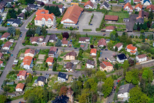 Oblique view of Germersheimer Street, Kandeler Street in Jockgrim in the state Rhineland-Palatinate, Germany