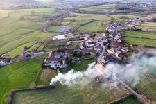 Aerial photograpy of (Burgundy), fire in Saisy in the state Saone et Loire, France