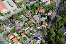 Aerial view of Germersheimer Street in Jockgrim in the state Rhineland-Palatinate, Germany