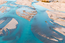 Gravel banks in the Tagliamento near Carpacco in Friuli-Venezia Giulia in Carpacco in the state Friuli Venezia Giulia, Italy