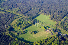 Oblique view of Former Langenberg forester's house in the Bienwald in Wörth am Rhein in the state Rhineland-Palatinate, Germany