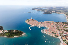 Drone recording of Rovinj in the state Gespanschaft Istrien, Croatia