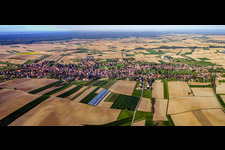 Village panorama from the west in the evening in Seebach in the state Bas-Rhin, France