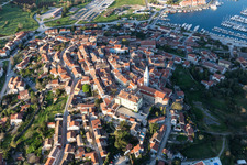 Drone recording of Vrsar in the state Gespanschaft Istrien, Croatia