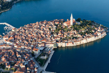 Drone recording of Rovinj in the state Gespanschaft Istrien, Croatia