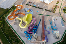 Water slides and swimming pools at the Aquacolors leisure facility Poreč in Poreč in the state Gespanschaft Istrien, Croatia