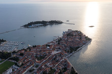 Poreč in the state Gespanschaft Istrien, Croatia seen from a drone