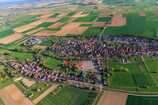 Village overview from the north in spring in the district Kapellen in Kapellen-Drusweiler in the state Rhineland-Palatinate, Germany