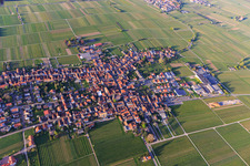 View of the wine village in spring from the south in Rhodt unter Rietburg in the state Rhineland-Palatinate, Germany