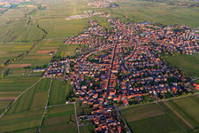 City overview in spring from the west in Maikammer in the state Rhineland-Palatinate, Germany