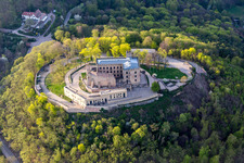 Bird's eye view of Oberhambach, Hambach Castle in the district Diedesfeld in Neustadt an der Weinstraße in the state Rhineland-Palatinate, Germany