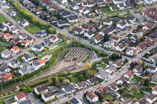 Final stop of the S-Bahn in the district Hochstetten in Linkenheim-Hochstetten in the state Baden-Wuerttemberg, Germany