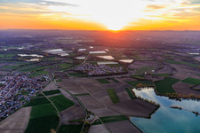 Sunset in the Rhine plain in the district Hardtwald in Neupotz in the state Rhineland-Palatinate, Germany