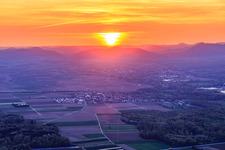 Aerial view of Sunset in the Rhine plain in Steinweiler in the state Rhineland-Palatinate, Germany