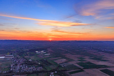 Sunset in the Rhine plain in Winden in the state Rhineland-Palatinate, Germany