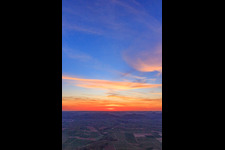 Sunset over the Palatinate Forest in the district Gleiszellen in Gleiszellen-Gleishorbach in the state Rhineland-Palatinate, Germany