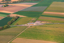 Aerial view of Bridge construction site for B38 bypass in Impflingen in the state Rhineland-Palatinate, Germany