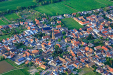 Town center with Catholic Church of St. Martin in Ruppertsberg in the state Rhineland-Palatinate, Germany