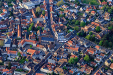Market square with Hotel Deidesheimer Hof and parish church of St. Ulrich in Deidesheim in the state Rhineland-Palatinate, Germany