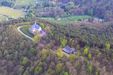 Aerial photograpy of St. Anna Chapel from the north in Burrweiler in the state Rhineland-Palatinate, Germany