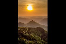 Castle of the fortress Trifels at sunset in Annweiler am Trifels in the state Rhineland-Palatinate, Germany
