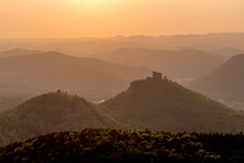 Aerial view of Trifels Castle in Annweiler am Trifels in the state Rhineland-Palatinate, Germany