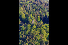 Aerial view of Martinsturm with Wasgaublick viewing point in Klingenmünster in the state Rhineland-Palatinate, Germany