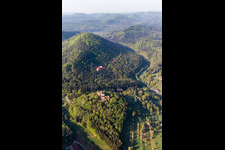 Aerial view of Bewartstein Castle in Erlenbach bei Dahn in the state Rhineland-Palatinate, Germany