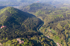 Aerial photograpy of Bewartstein Castle in Erlenbach bei Dahn in the state Rhineland-Palatinate, Germany