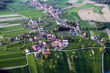 Village - view on the edge of agricultural fields and farmland in Laubach in Grand Est, France