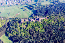 Aerial photograpy of Altdahn ruins in Dahn in the state Rhineland-Palatinate, Germany