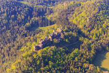 Aerial view of Tanstein Castle Ruins in Dahn in the state Rhineland-Palatinate, Germany