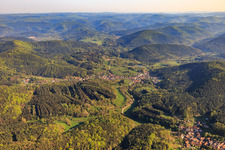 Village overview in the Palatinate Forest in Schwanheim in the state Rhineland-Palatinate, Germany