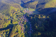 Aerial view of Village in the Wieslautertal from the east in Bobenthal in the state Rhineland-Palatinate, Germany