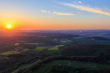 Aerial photograpy of Sunset in the Weserbergland in Ottenstein in the state Lower Saxony, Germany