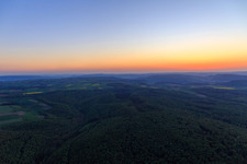 Sunset in the Weserbergland in Ottenstein in the state Lower Saxony, Germany from above