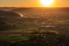 Sunrise over the Weser in the district Stahle in Höxter in the state North Rhine-Westphalia, Germany