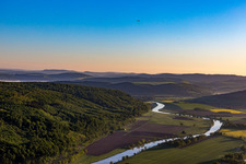 Aerial view of Easternmost point of NRW in the district Stahle in Höxter in the state North Rhine-Westphalia, Germany